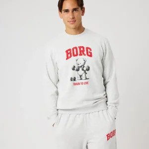 BJÖRN BORG Borg Classic Print Sweatshirt Ultra Light Grey Melange